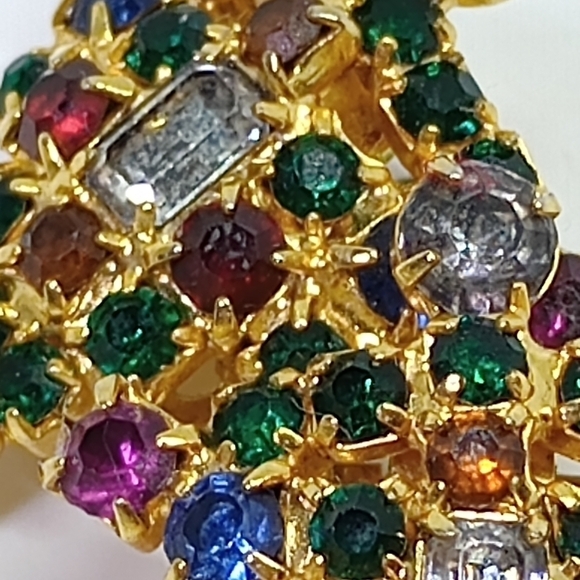 * vintage Warner Christmas Tree pin brooch AND clip on earrings SET - Picture 10 of 10